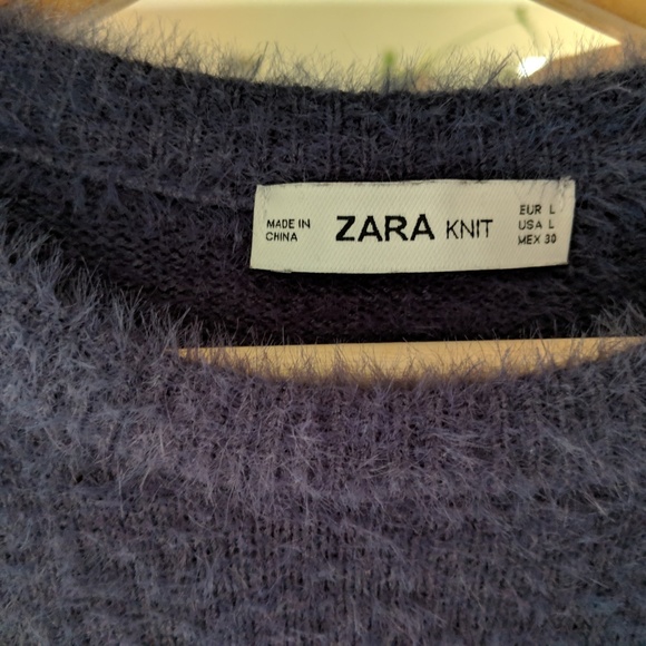 Zara Fuzzy Blue Cropped Sweater - Picture 6 of 6